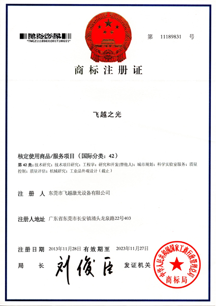 飞越之光商标注册证书（二）