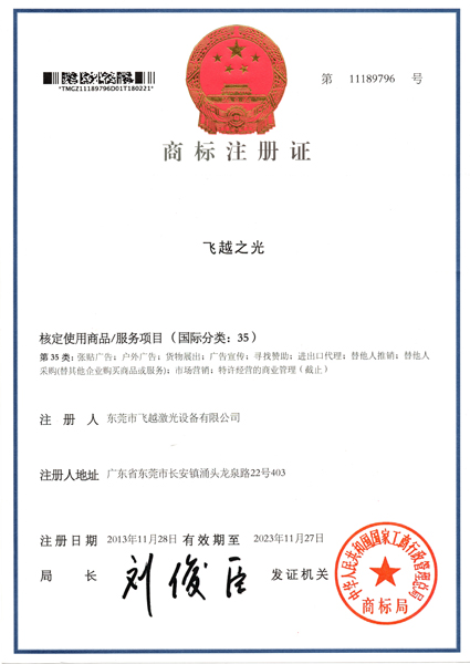 飞越之光商标注册证书（四）